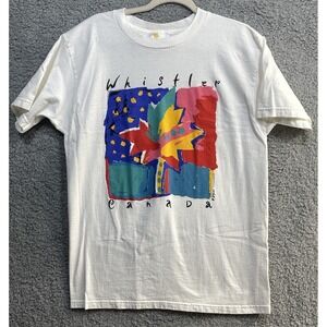 Vintage Oh Yes HD Souza Whistler Canada T Shirt White Art Graphic Large